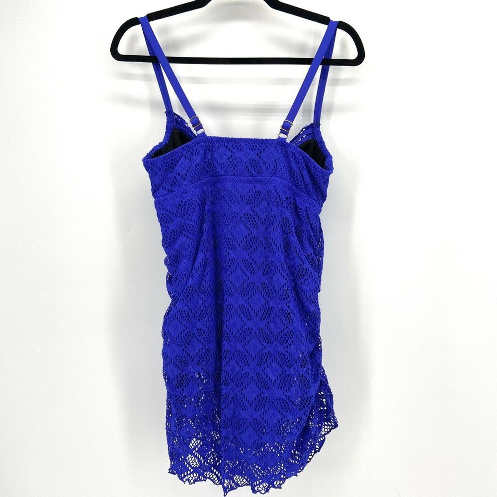 Becca Purple Crochet Ruched One Piece Swimsuit - Picture 3 of 6